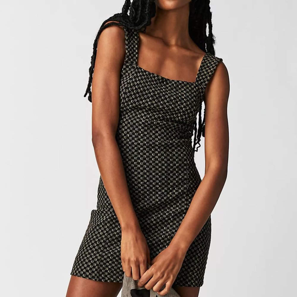 Free People Taking Hearts Mini Dress Black Size Large